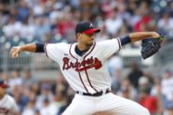 Charlie Morton delivers a pitch during an MLB New York Mets v Atlanta Braves game.